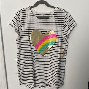 100% cotton - Striped Kids Shirt with Gold Heart and Rainbow Accents